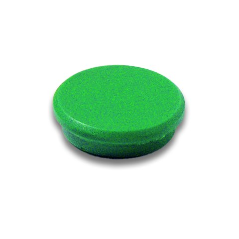 Imán redondo con capuchón de plástico ø 24 mm, altura = 6,5 mm, fuerza de retención 3 N, verde