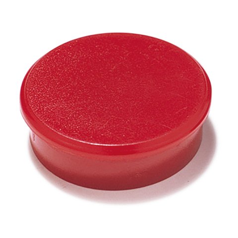 Round power magnet with plastic cap ø 38 mm, h=13.5 mm, adhesive force ca. 25 N, red