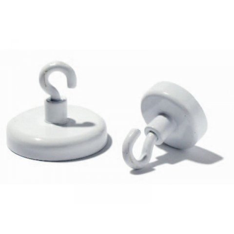 Deco-magnets with hook, white ø 25 mm, adhesive force 40 N