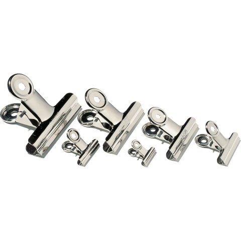 Letter clips, nickel-plated, round grip w=20 mm, hole ø app. 3,5 mm
