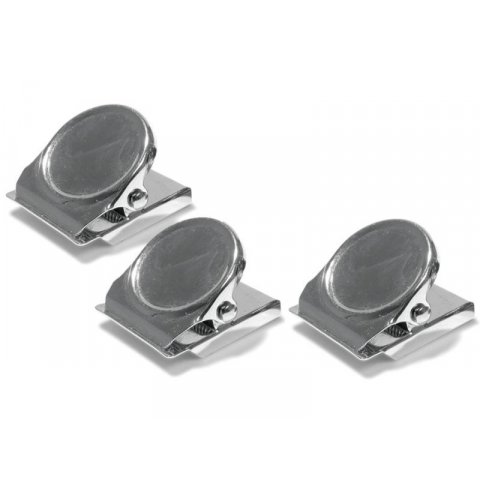 Magnetic clip, round, nickel-plated w = 30 mm, 3 pieces
