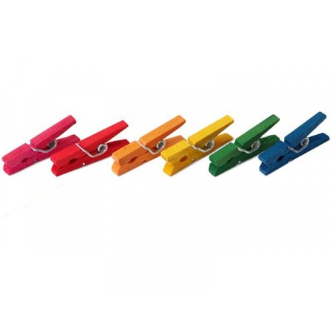 Mini clothespins, wooden assorted colours, l=25 mm, w=3 mm, 25 pieces