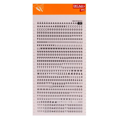 Cartas de rasguño de transferencia de decadry Letras y números, 4 mm, negro (SDD210F)