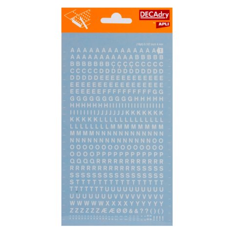 Cartas de rasguño de transferencia de decadry Letras mayúsculas, 4 mm, blancas (DDB1F)