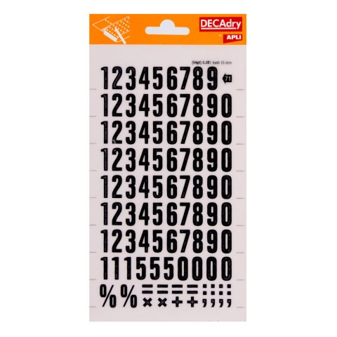 Números de rasguño de transferencia decadry 15 mm, negro (DD71F)