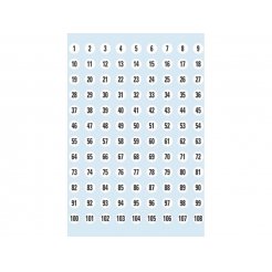 Herma Klebe-Buchstaben/Zahlen ø 8 mm, 1-540 (je 1x) auf weißem Papier (4128)