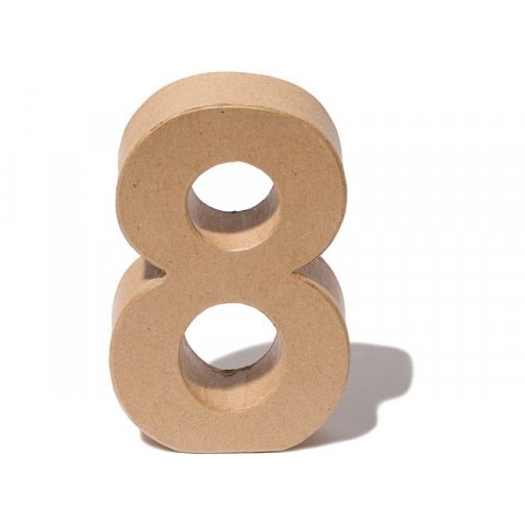 Números de papel maché, marrones 8, h=150, b=94, s=30 mm