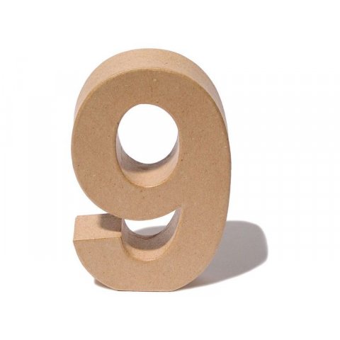 Numeri in cartapesta, marroni 9, h=150, b=94, s=30 mm