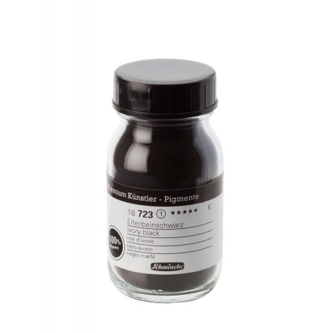 Schmincke Artist pigments Glass jar 100 ml, ivory black (723)