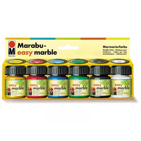 Marabu easy marble paint dip 6 x 15 ml (021, 038, 067, 070, 073, 095)