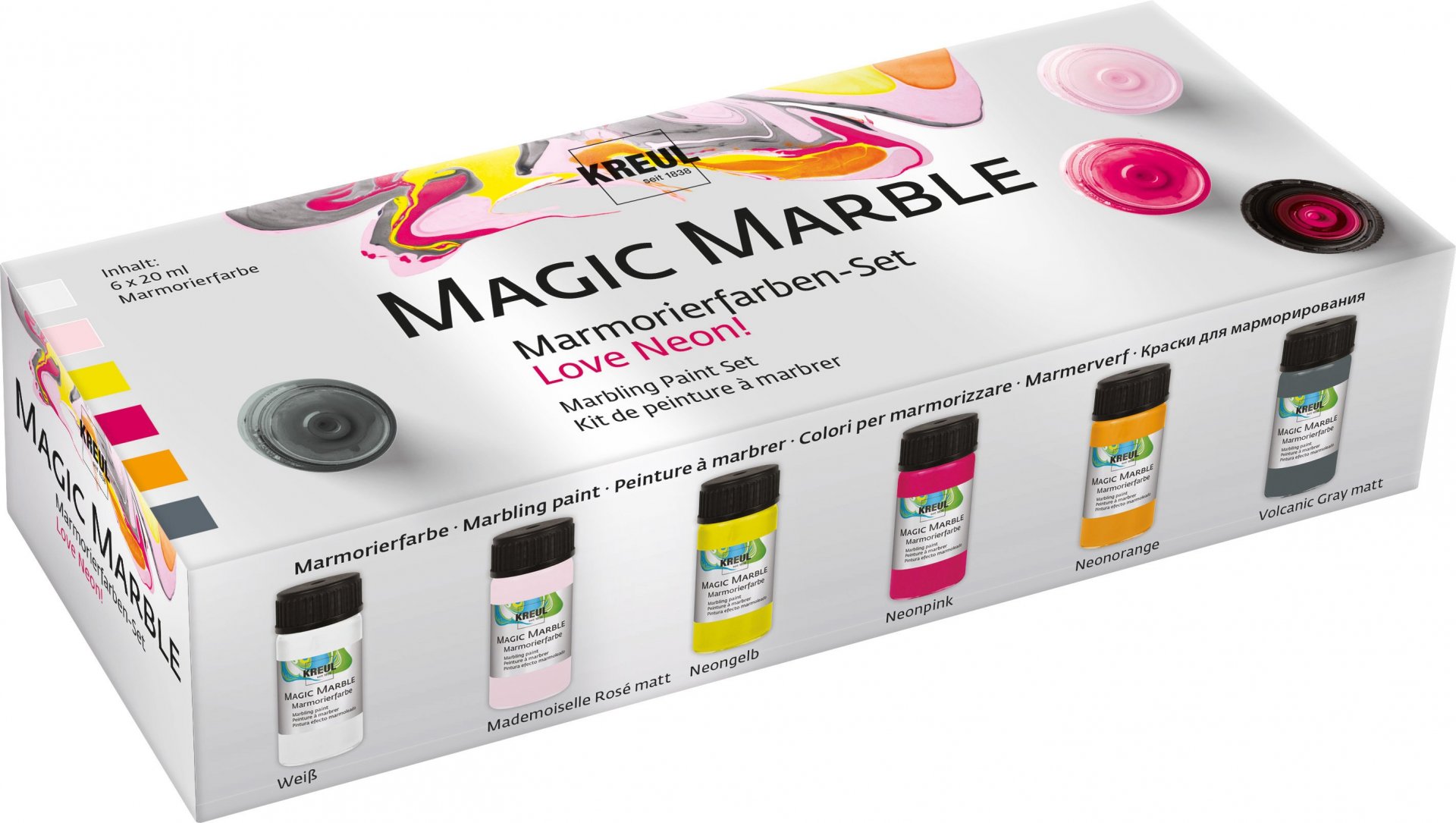 MADE BY ME made by me marbling paint studio, 25-piece marbling kit for  kids, make 10 pour paint art projects, dip & paint marbling arts