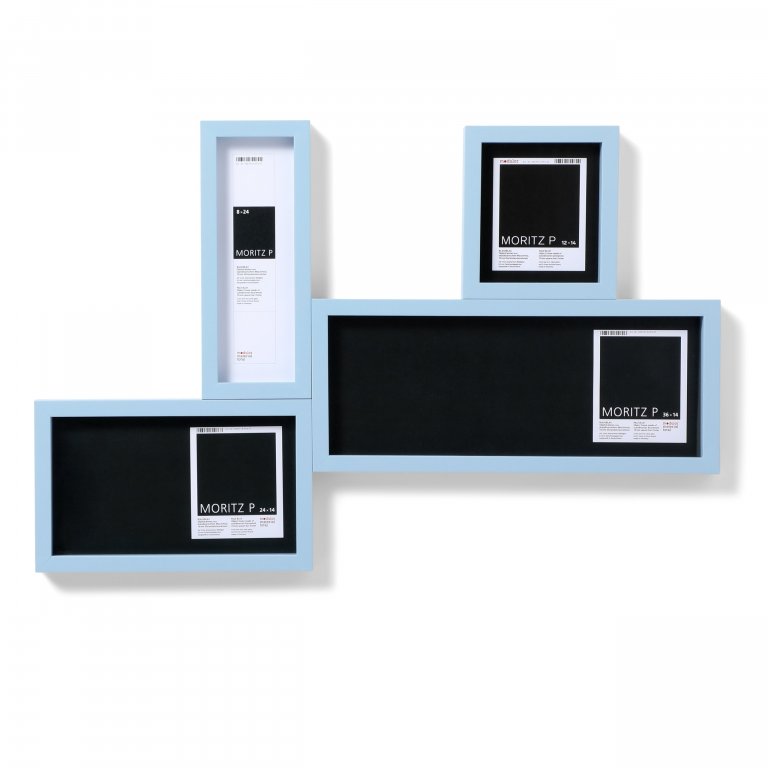 Moritz P wood frame for objects, 8 x 24 cm, pale blue