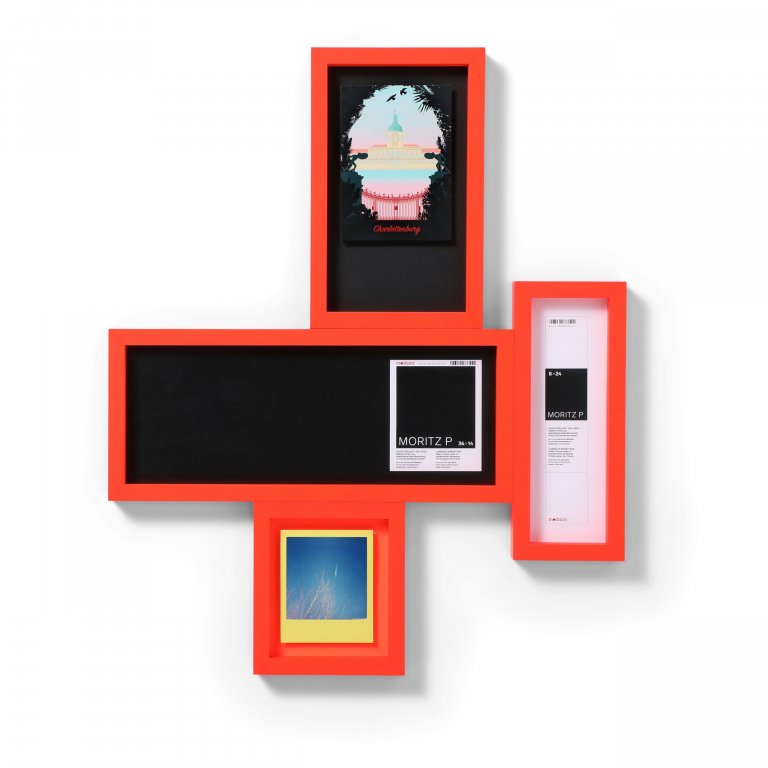Moritz P wood frame for objects, 12 x 14 cm, luminous bright red (RAL 3026)