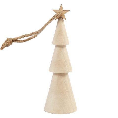 Holz Baumanhänger zum Bemalen h =9 cm, mit Aufhängung, Birke natur, Baum