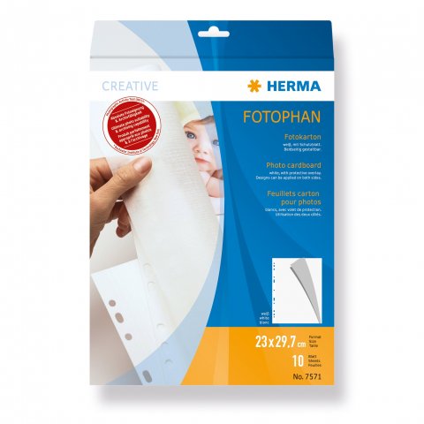 Herma photo mounting board with Fotophan cover sheet 23 x 29,7 cm, 10 sheets, white (7571)