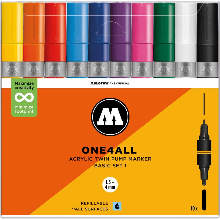 Molotow rotulador One4all acrylic twin, set de 10