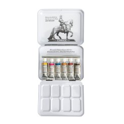 Schmincke vernice acquerello Horadam, set retrò, Jan Wellem, 6 x 5 ml in astuccio da viaggio, tubetti (74673)