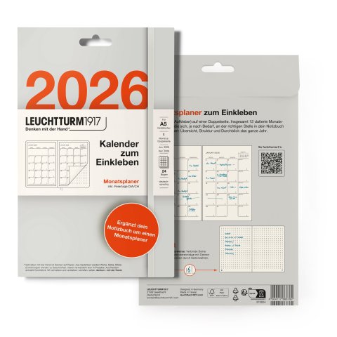 Leuchtturm Kalendersticker 2026, 132 x 186 mm, deutsch, Monatsset