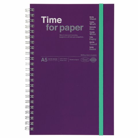 Cuaderno de notas Mark's Time for Paper encuadernado en espiral DIN A5, 110 hojas/220 páginas, púrpura (lila)