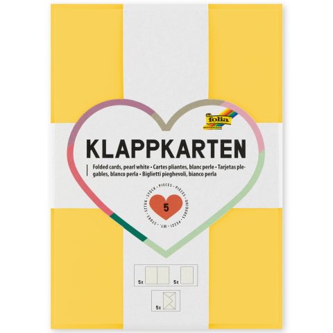 Set di carte a tinta unita 105 x 150, 5 cartoncini pieghevoli con busta, giallo banana