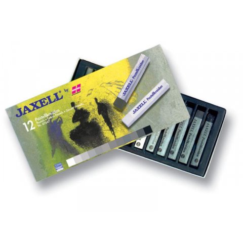 Pastel Crayon Jaxell, Set Set de 12 en caja de cartón, tonos grises
