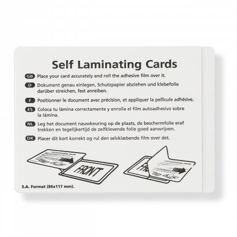 Cold lamination pouches, self-adhesive, transparent 86 x 117 mm (A7), 10 pieces