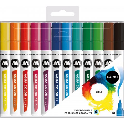 Molotow Aqua Color Brush Marker, 12er-Set Basic Set 1