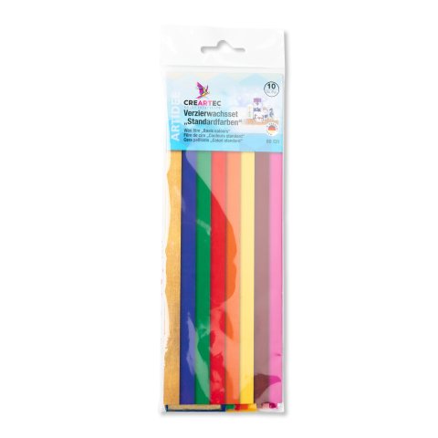 Ornamental wax set 10 pieces, 200 x 80 mm, w = 35 mm, basic colors