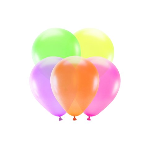 Luftballons ø 25 cm, 5 Stück, Mix neon