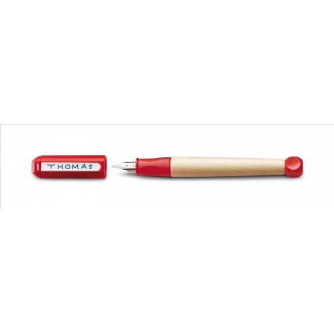 Lamy fountain pen, abc natural wood, red plastic cap (model 10)