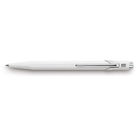Caran d'Ache Kugelschreiber 849 Stift, weißer Schaft, mit Metalletui
