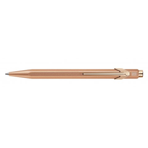 Caran d'Ache ballpint pen 849 pen, Brut Rose coloured barrel, with metal case