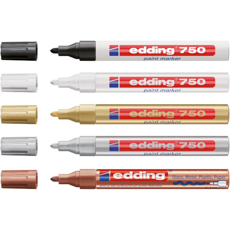 edding 750 Marqueur peinture - noir - 10 stylos - pointe ronde 2-4 mm -  marqueur de