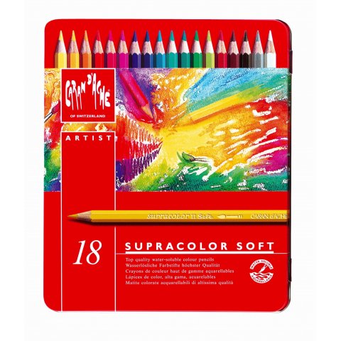 Caran d'Ache Supracolor watercolour pencils set of 18 in metal case