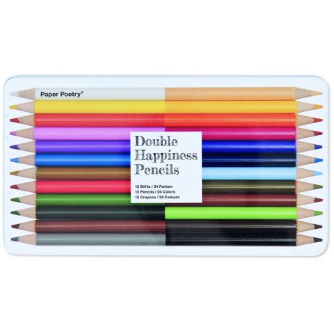 Paper Poetry coloured pencils 2in1 (Double Happiness),set of 12(24) in metal cas