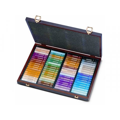 Oil pastel crayons Jaxon mahogany coloured wooden case with 72 crayons