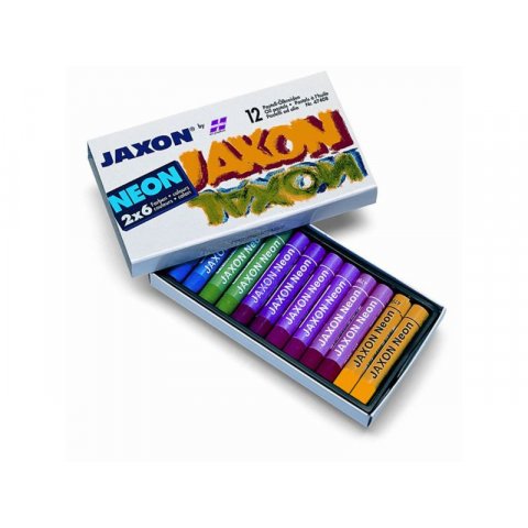 Pastelli ad olio Jaxon Scatola di cartone con 12 gessetti, colori neon