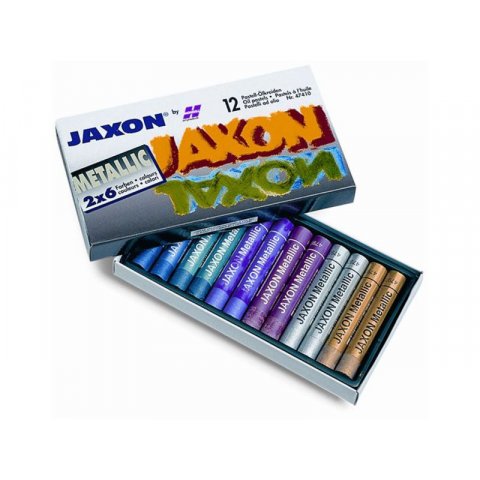 Tizas pastel al óleo Jaxon Caja de cartón con 12 tizas, colores metalizados