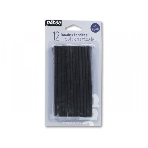 Pebeo natural willow charcoal cardboard box with 12 sticks, Ø ca. 4-6 mm, soft
