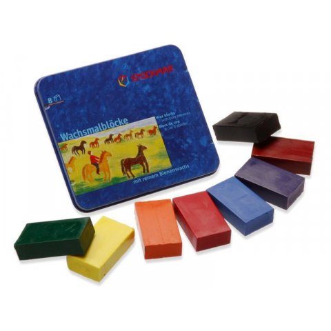 Stockmar wax colouring blocks standard assortment, set of 8 in metal case