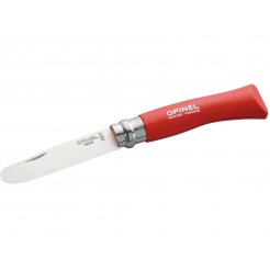 Opinel cuchillo para niños de color madera de haya, acero inoxidable, longitud de la hoja 75 mm, rojo