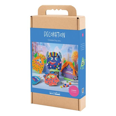Kit de bricolaje, colgantes de madera 8 colgantes, plastilina + accesorios, monstruos