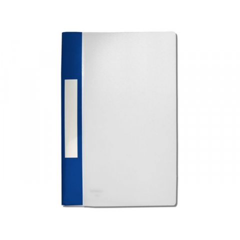 FolderSys Schnellhefter PP, transluzent farblos, mit blauem Beschriftungsstreifen
