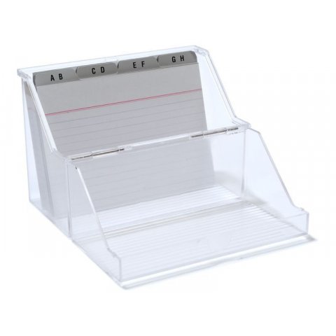 Card file box, plastic for A8, transparent, colourless (with cards)