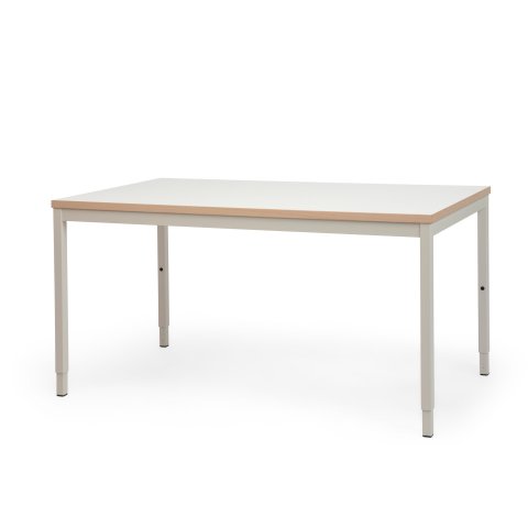 Modulor tavolo M per bambini, bianco pepe Piano di lavoro in melamina bianca, bordo in faggio, 25x680x1200 mm