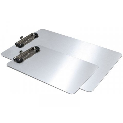 Portabloc con pinza, de aluminio, plateado 1,0 x 152 x 228 mm (para DIN A5)