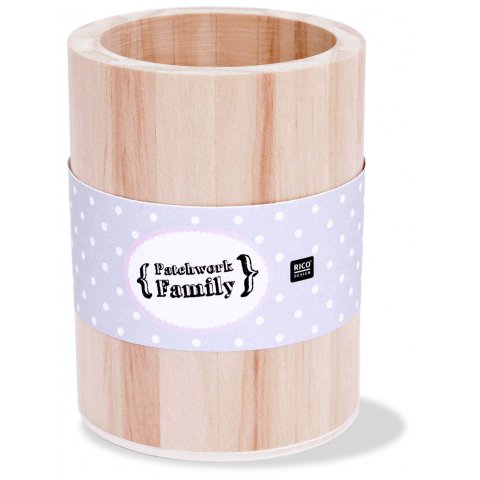 Patchwork Family wooden pen holder round, l = 105 mm, ø 80 mm (outer)