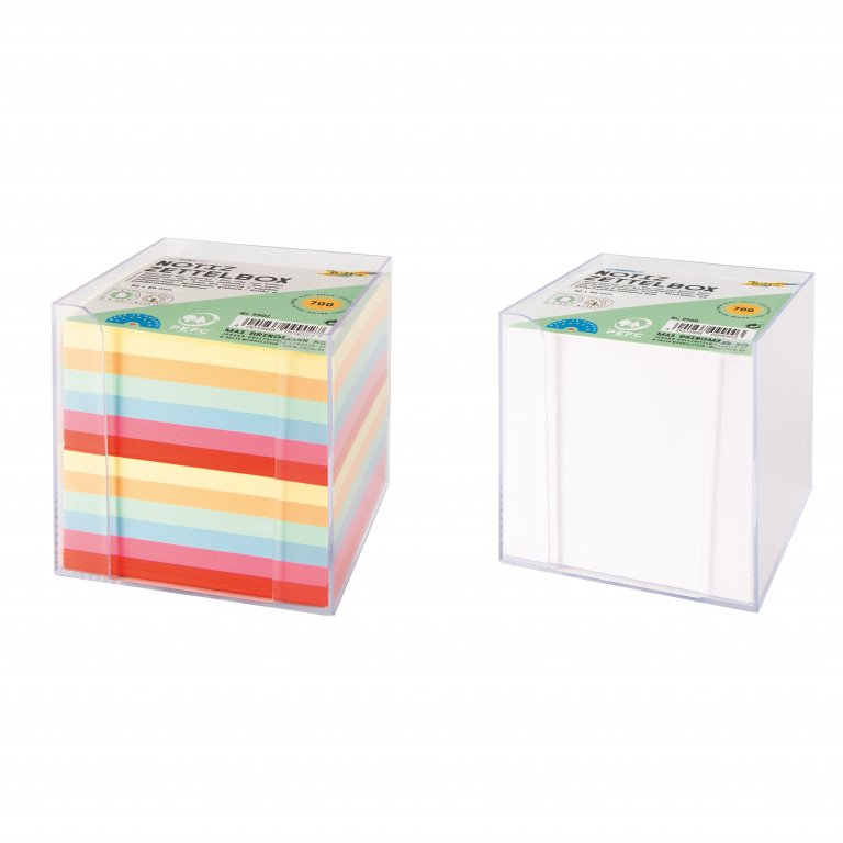 Memo pad in plastic box