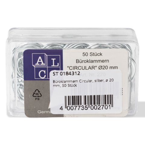 Paperclips circular, silver ø 20 mm, 50 pieces