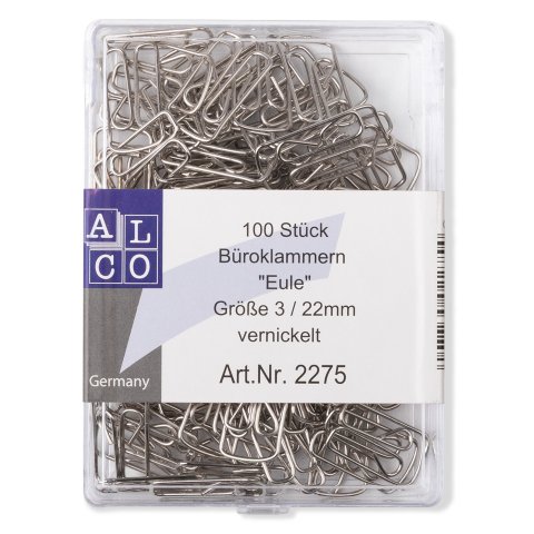 Clips búho, plateados 12 x 22 mm, 100 units